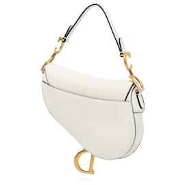 Dior-Dior White Mini Grained Calfskin Saddle Bag-White