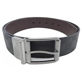 Louis Vuitton-Ceinture standard en cuir de veau Louis Vuitton-Marron,Noir