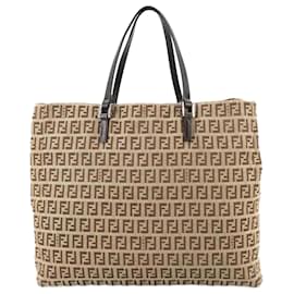 Fendi-Fendi Zucchino Pattern Tote Bag-Brown,Beige