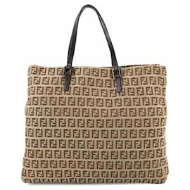 Fendi-Fendi Zucchino Pattern Tote Bag-Brown,Beige