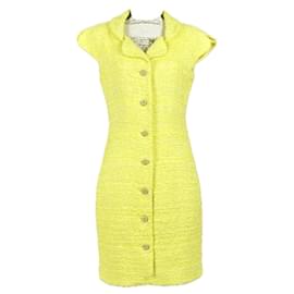 Chanel-8K$ CC Jewel Gripoix Buttons Tweed Dress-Yellow