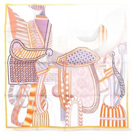 Hermès Cachecol Hermes Carre 90 La Selle Imaginaire Laranja