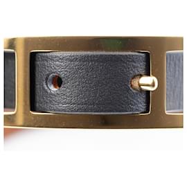 Hermès-Hermes Leather Charm Bracelet-Black,Golden