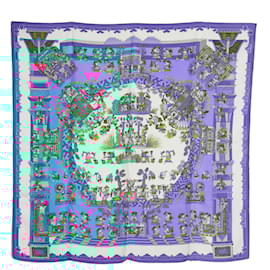 Hermès-Hermès Square Scarf 90 Astres et Soleil 1994 Silk Twill Scarf Blue Faivre Hermes-Blue