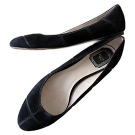 Dior Black Leather Ballet Flats Black