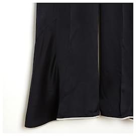 Chanel-Chanel 2009 Wide Leg Pants FR44 Black White Silk Palazzo Pants XXL US31-Black