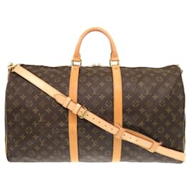 Louis Vuitton-Louis Vuitton Keepall Bandouliere 55 Monogram Boston Bag-Brown,Monogram