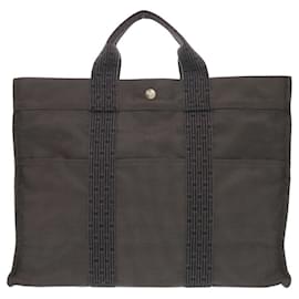 Hermès-Hermes Air Line Tote MM Canvas Grey Bag-Brown