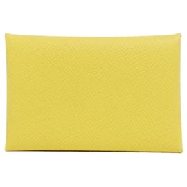Hermès-Hermes Calvi 044164CK Business Card Holder-Yellow