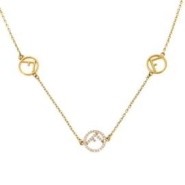 Fendi-Fendi F is Stone Metal Gold Necklace-Golden