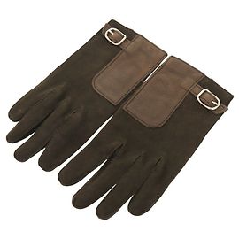 Hermès Luvas de pele de cordeiro marrom escuro Hermes Castanho escuro