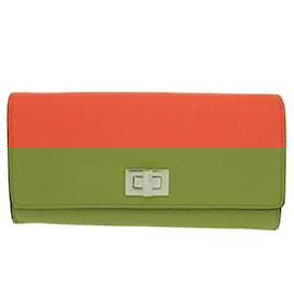 Fendi-Fendi Peekaboo Leather Long Wallet-Orange