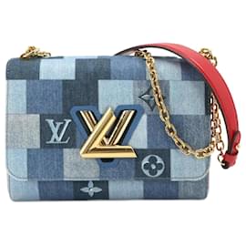 Louis Vuitton-Louis Vuitton Denim Monogram Twist MM Chain Shoulder Bag-Red,Blue