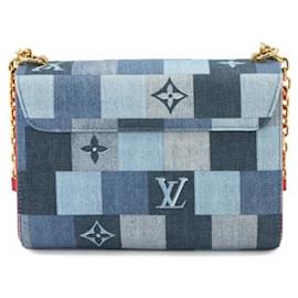 Louis Vuitton-Louis Vuitton Denim Monogram Twist MM Chain Shoulder Bag-Red,Blue