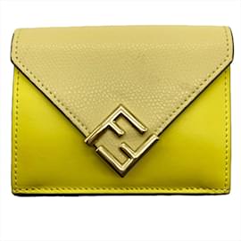 Fendi-Fendi FF Diamond Tri-fold Wallet-Yellow