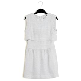 Chanel-Chanel 2016 Dress FR34 Paris Seoul Light Grey Tweed mini dress UK6 US4-Grey