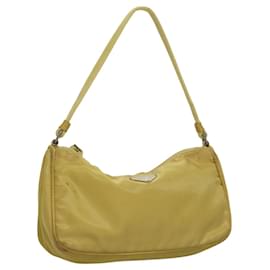 Prada-PRADA Accessory Pouch Nylon Yellow Silver Auth 112287-Silvery,Yellow