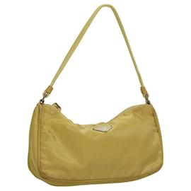 Prada-PRADA Accessory Pouch Nylon Yellow Silver Auth 112287-Silvery,Yellow