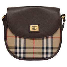 Autre Marque-Burberrys Nova Check Shoulder Bag Canvas Beige Brown Auth ep7196-Brown,Beige