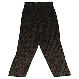 Fendi-FENDI Zucca Canvas Pants XO Black Brown Auth FF1145-Brown,Black