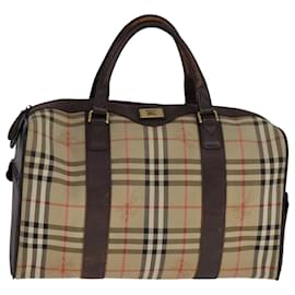 Autre Marque-Burberrys Nova Check Boston Bag Canvas Leather Beige Gold Auth bs21975-Beige,Golden