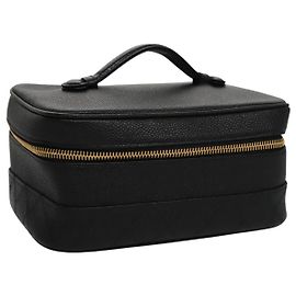 CHANEL Bicolor Kosmetiktasche Kaviarleder Schwarz Gold CC Auth fm4250 Schwarz Golden