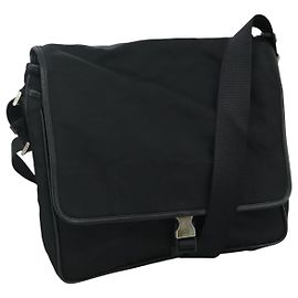 Borsa a spalla PRADA in nylon nero Auth am7560 Nero