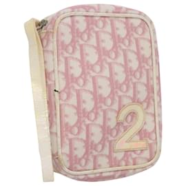Christian Dior-Christian Dior Trotter Canvas Pouch PVC Leather Pink Auth yk16934-Pink