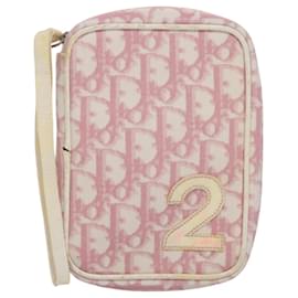 Christian Dior-Christian Dior Trotter Canvas Pouch PVC Leather Pink Auth yk16934-Pink