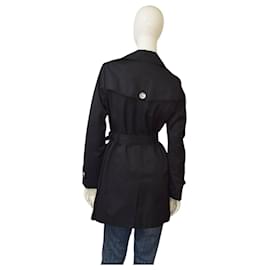 Michael Kors-Michael Michael Kors Black Double Breasted Belted Trench Jacket Coat Size S-Black