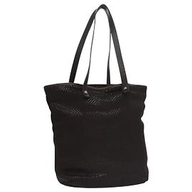 Hermès HERMES Kaba Chennai MM Hand Bag Canvas Leather Brown Silver Auth bs21951 Brown Silvery
