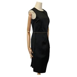 Chanel-CHANEL One Piece Silk Black CC Auth FF4895-Black