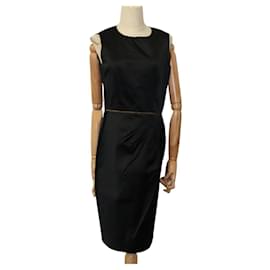 Chanel-CHANEL One Piece Silk Black CC Auth FF4895-Black