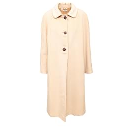 Autre Marque-Delia Ferrari Wool and Fur Coat-Eggshell