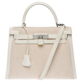 Hermès HERMES Kelly 28 Bag in White Canvas - 102428 White