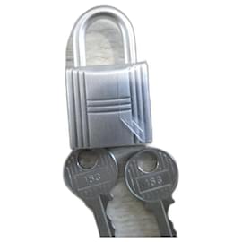 Hermès-classic padlock for Hermès Kelly, Birkin handbag, brushed silver steel 2 keys, new-Silver hardware