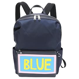 Fendi-Fendi Navy Leather Backpack-Navy blue