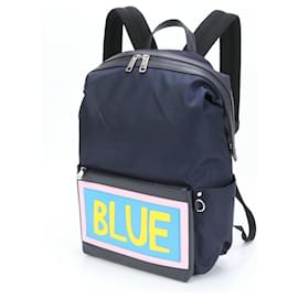 Fendi-Fendi Navy Leather Backpack-Navy blue