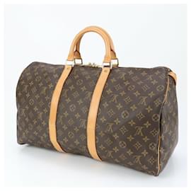 Louis Vuitton-Louis Vuitton Monogram Keepall 50 Handbag-Brown,Monogram
