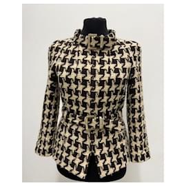 Chanel-CC Belted Houndstooth Tweed Jacket-Other