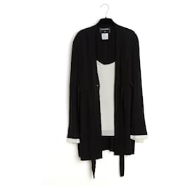 Chanel-Chanel 2004 Top and Silk Blouse FR40 Black Ecru Silk Blouse and Tank UK12 US10-Black,Cream