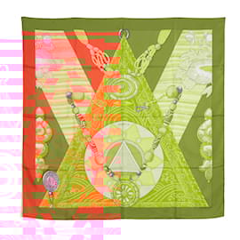 Hermès-Hermès Square Scarf 90 Tibet II 2002 Silk Twill Scarf Orange Latham Hermes-Orange