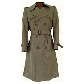 Christian Dior-Christian Dior Monsieur Double Breasted Belted Trench Coat-Olive green