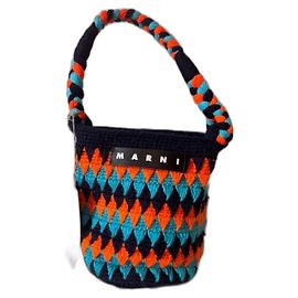 Marni Handbag Orange and Dark Blue Wool Orange Dark blue