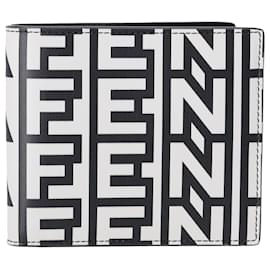 Fendi- Fendi by Marc Jacobs Two-Tone Leather Bi-Fold Wallet in Black and White Leather-White