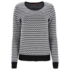 Perfect Moment Suéter Zig Zag Momento Perfeito em Lã Merino Preto e Branco Preto