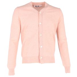 Comme Des Garcons Rosa Wollcardigan mit Herz-Logo-Patch von Comme Des Garçons Play Braun Pink