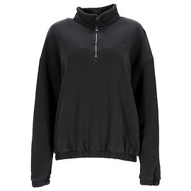 Totême Toteme Halb-Zip Pullover aus schwarzer Baumwolle Schwarz