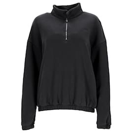 Totême-Toteme Half Zip Pullover Sweater in Black Cotton-Black