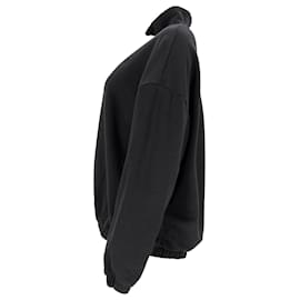 Totême-Toteme Half Zip Pullover Sweater in Black Cotton-Black